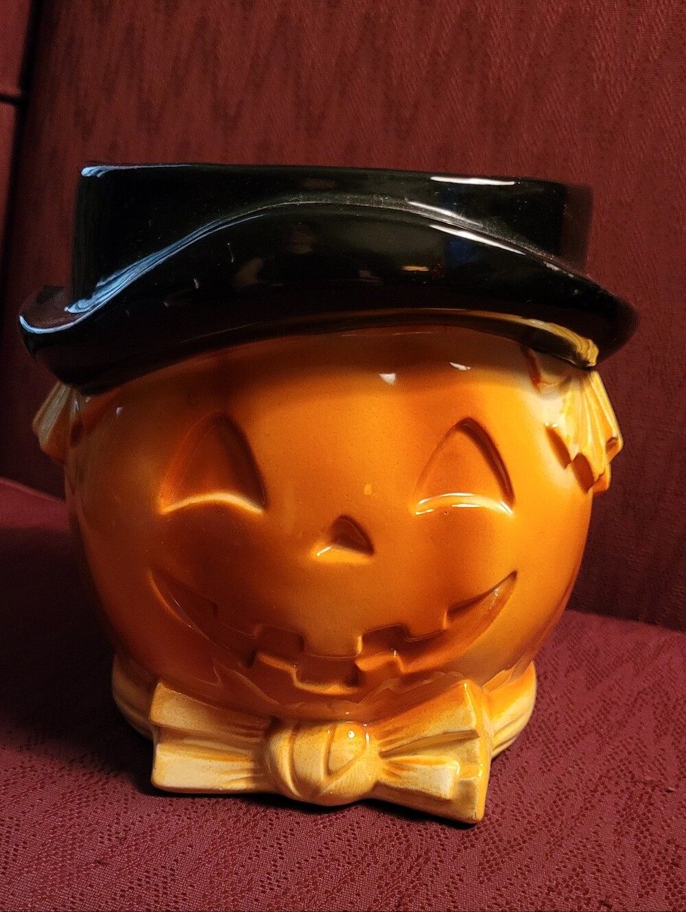 Vintage scarecrow Jack O Lantern pumpkin planter pot